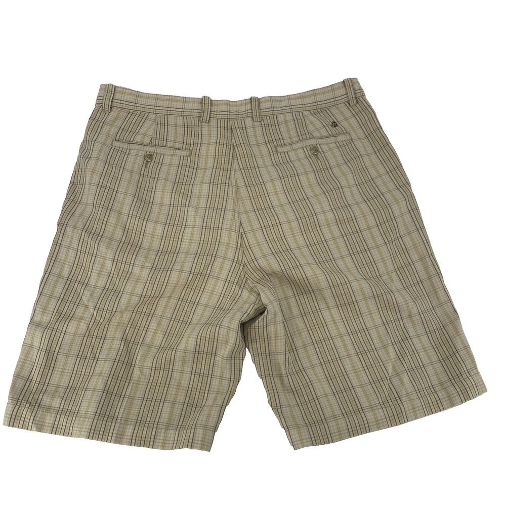 TOMMY BAHAMA Silk & Linen Blend Chino Golf Shorts Beige Plaid Check Men's 38 - Picture 4 of 8